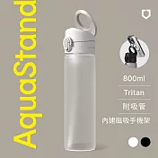 犀牛盾 AquaStand磁吸水壺 - Tritan輕量瓶 800ml (附吸管)MagSafe兼容支架運動水壺 - 白色