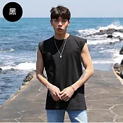【男人幫】T1636＊台灣製造純棉帥氣無袖T恤 XS 黑色