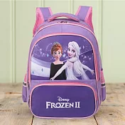 【迪士尼 Disney】卡通透氣減壓護脊後背兒童書包 冰雪紫色