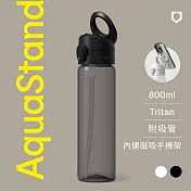 犀牛盾 AquaStand磁吸水壺 - Tritan輕量瓶 800ml (附吸管)MagSafe兼容支架運動水壺 - 黑色