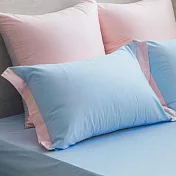 【麗塔寢飾】60支紗精梳棉 枕套組 朵朵奶昔 水藍+淡粉