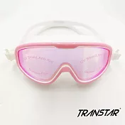 TRANSTAR 大眼罩泳鏡 抗UV防霧純矽膠(一體成形) 粉/白