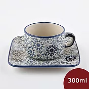 波蘭陶 悠然隨影系列 方形咖啡杯盤組 300ml 波蘭手工製