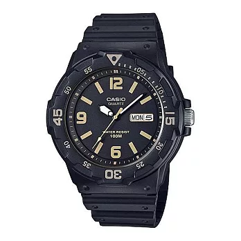 CASIO 卡西歐 MRW-200H 時尚低調系列防水運動手錶 黑金1B3V