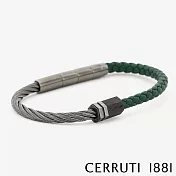 【Cerruti 1881】限量2折 義大利經典不鏽鋼皮革手環 全新專櫃展示品(CB1602 灰綠色)