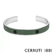 【Cerruti 1881】限量2折 義大利經典不鏽鋼皮革手環 全新專櫃展示品(CB3402 墨綠色)