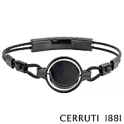【Cerruti 1881】限量2折 義大利經典不鏽鋼雙繩皮革手環 全新專櫃展示品(CB6302 黑色)
