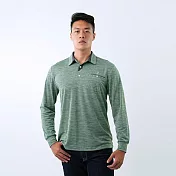 【遊遍天下】男款抗UV防曬吸濕排汗機能長袖POLO衫(GL1037) L 軍綠