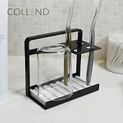 【日本COLLEND】鋼製4格牙刷置物架(附珪藻土墊)- 摩登黑