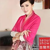 Seoul Show首爾秀 波西風情 棉質編織保暖圍巾披肩 玫紅