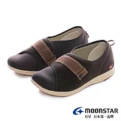 MOONSTAR Pastel 輕量寬楦安全介護鞋 JP25 咖啡