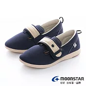MOONSTAR Pastel 輕量寬楦易穿脫介護鞋 JP22 深藍