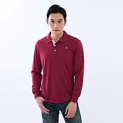 【遊遍天下】MIT台灣製男款環保紗抗UV吸濕排汗機能長袖POLO衫 (GL1022) 暗紅 L 暗紅