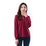 【遊遍天下】MIT台灣製女款環保紗抗UV吸濕排汗機能長袖POLO衫 (GL1022) 暗紅 M 暗紅