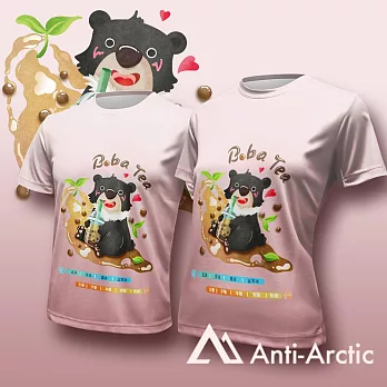 【Anti-Arctic】|珍珠奶茶熊-短袖T恤-大人-男女同款- 2XL 粉