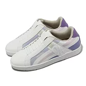 Royal Elastics 休閒鞋 Icon Cross 女鞋 白 紫 真皮 彈力帶 無鞋帶 流線設計 回彈 小白鞋 91932066