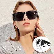 【SUNS】寶麗來偏光太陽眼鏡 經典黑(可套式) 男女適用 台灣製 抗UV400 防眩光
