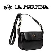 【LA MARTINA】限量2折 頂級金標素面皮革肩背包 LMBA01124T 全新專櫃展示品(黑色)