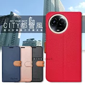 CITY都會風 realme 11 5G/11x 5G 共用 插卡立架磁力手機皮套 有吊飾孔  奢華紅