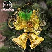 摩達客台製精緻6吋聖誕快樂英文字牌雙鐘吊飾-燦金系(歐美外銷人氣品)