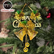 摩達客台製精緻12吋聖誕快樂英文字牌雙鐘吊飾-燦金系（歐美外銷人氣品）