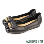 【GREEN PHOENIX】女 娃娃鞋 包鞋 平底 便鞋 通勤 上班 方頭 韓國 JP23.5 黑色
