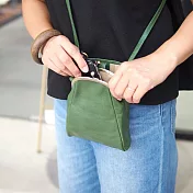 CLEDRAN｜日本手工古典植鞣牛皮珠扣側背/手機包 綠色