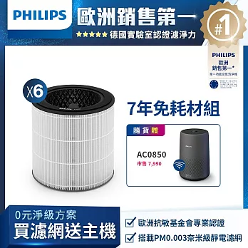 Philips 飛利浦 買濾網送主機(AC0850)★奈米級勁護濾網-FY0293 6入(適用型號: AC0850)