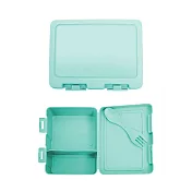《Premier》附叉匙長方便當盒(水藍18cm) | 環保餐盒 保鮮盒 午餐盒 飯盒