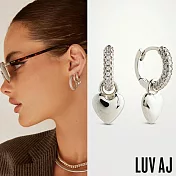 LUV AJ 好萊塢潮牌 銀色愛心耳環 鑲鑽小圓耳環 2用式 PUFFY HEART HUGGIES