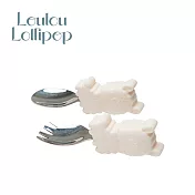 Loulou Lollipop 加拿大 動物造型 304不鏽鋼學習訓練叉匙組 - 可愛草泥馬
