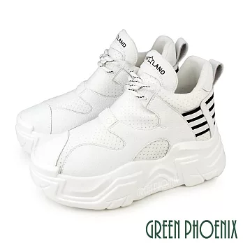 【GREEN PHOENIX】女 休閒鞋 休閒靴 老爹鞋 高筒 厚底 韓國進口 JP23 白色
