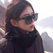 韓系時尚海松茶黑線條感方框TR90偏光墨鏡/UV400太陽眼鏡