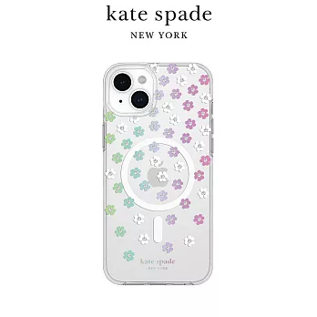 【kate spade】iPhone 15系列 MagSafe 精品手機殼 幻彩小花 iPhone 15
