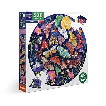 eeBoo 500片圓形拼圖 - 彩娥 ( Moths 500 Piece Round Puzzle )