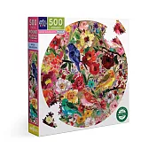 eeBoo 500片圓形拼圖 - 花團錦簇 Birds & Blossoms 500 Piece Round Puzzle