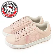 【HELLO KITTY】女 休閒鞋 板鞋 凱蒂貓 刺繡蝴蝶結 綁帶 台灣製 JP25 粉紅色