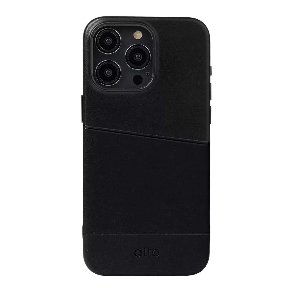 Alto Metro 插卡式皮革手機殼 iPhone 15 Pro Max - 渡鴉黑