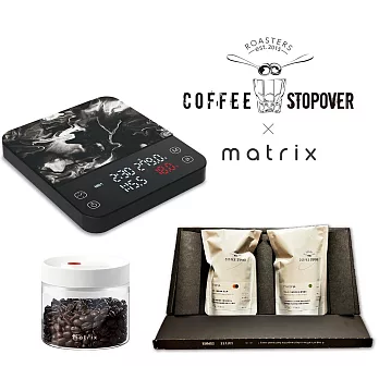 matrix x stopover M1 PRO電子秤+密封罐400ml+衣索比亞Bench Maji咖啡豆藝妓禮盒組