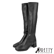 【Pretty】女 長靴 馬靴 騎士靴 顯瘦貼腿 後拉鍊 高跟 JP23 黑色