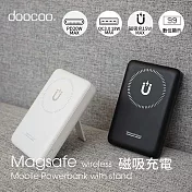 【doocoo】20W LED數位顯示/磁吸式雙孔無線快充行動電源(台灣製造) 白色