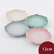 Le Creuset 蕾絲花語系列 花邊圓形淺盤組 12cm 4入 蛋白霜/銀灰藍/悠然綠/貝殼粉