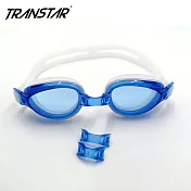 TRANSTAR 泳鏡 升級版抗UV塑鋼鏡片-防霧純矽膠 藍色