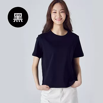 【男人幫】SL034*圓領純棉/精梳棉彈性素面T恤 XS 黑色