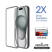 ABSOLUTE iPhone 15 Plus 6.7吋專用 手滑救星2X雙倍耐衝擊強化9H高硬度玻璃螢幕保護膜 滿版透明