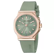 Jonas Jasmin JJ-2253 八角玫瑰金前衛新穎造型女腕錶 恬靜綠-P1