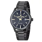 Jonas Jasmin JJ-5324 簡約時髦摩登時尚商務系列不鏽鋼腕錶 黑面黑帶-S2