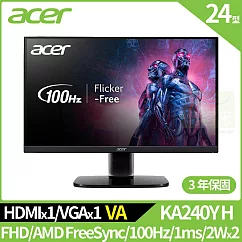 Acer KA240Y H 24型護眼窄邊螢幕(VA，VGA，2W*2)
