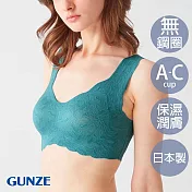 【日本GUNZE】雙重保水潤膚減壓無鋼圈內衣(KB1655-GRN) M 藍綠