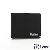 Lynx - 美國山貓進口牛皮超設計感荔枝紋9卡1照附隱藏內袋短夾 黑色